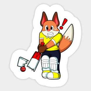 Fox as Batsman with Cricket bat Sticker